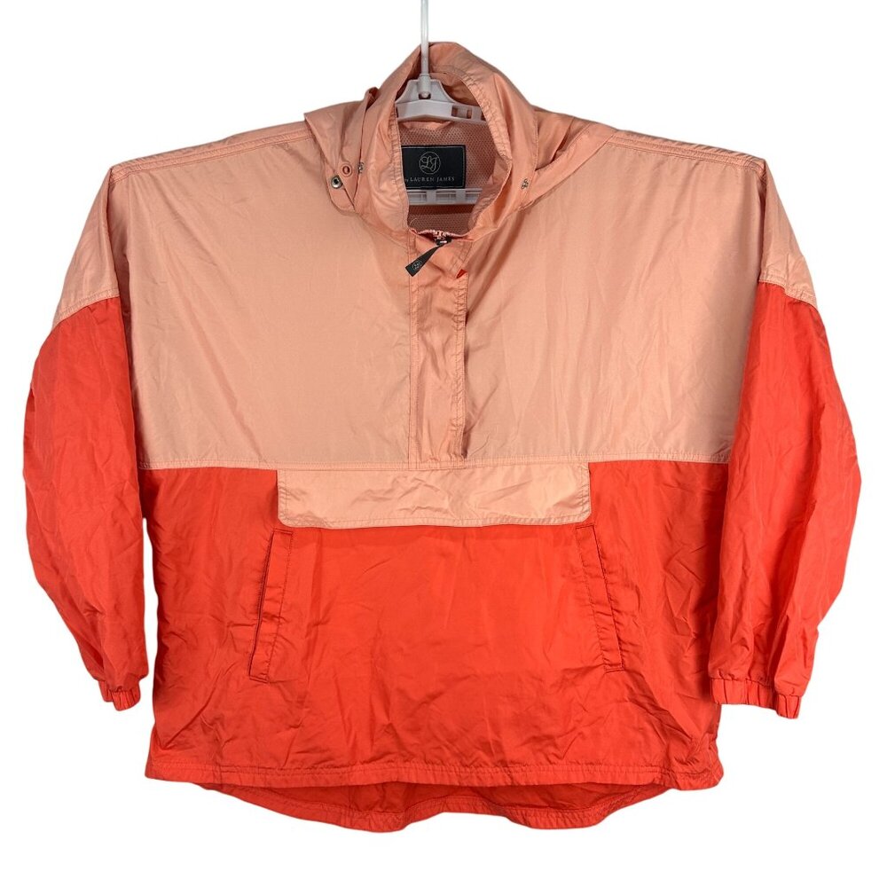 Lauren James Colorblock Windbreaker Jacket Size XL Peach & Coral